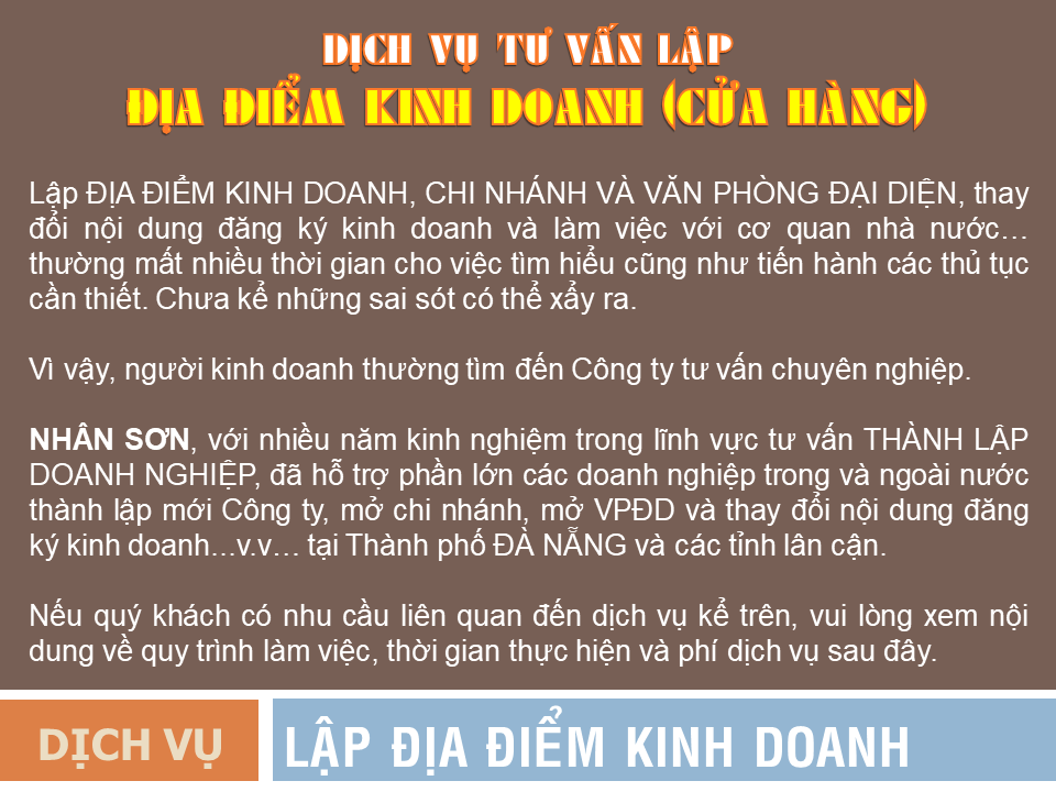 Dịch vụ lập địa điểm kinh doanh tại Đà Nẵng