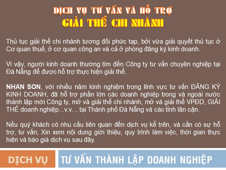 Dịch vụ GIẢI THỂ CHI NHÁNH tại Đà Nẵng