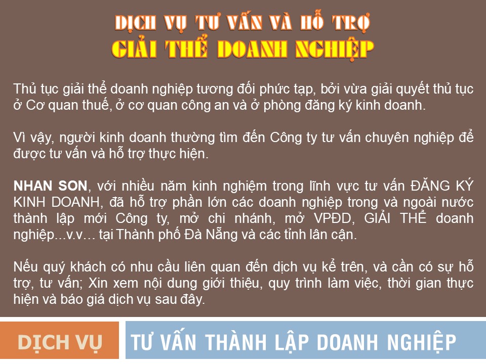Dịch vụ GIẢI THỂ DOANH NGHIỆP tại Đà Nẵng
