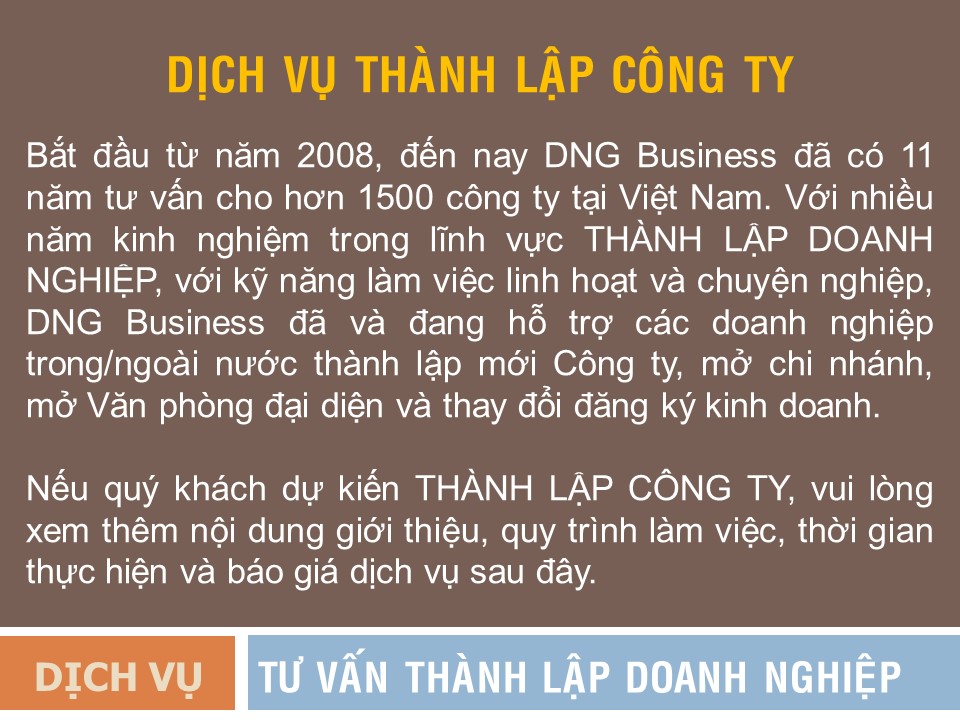 Dịch vụ thành lập doanh nghiệp tại HỒ CHÍ MINH