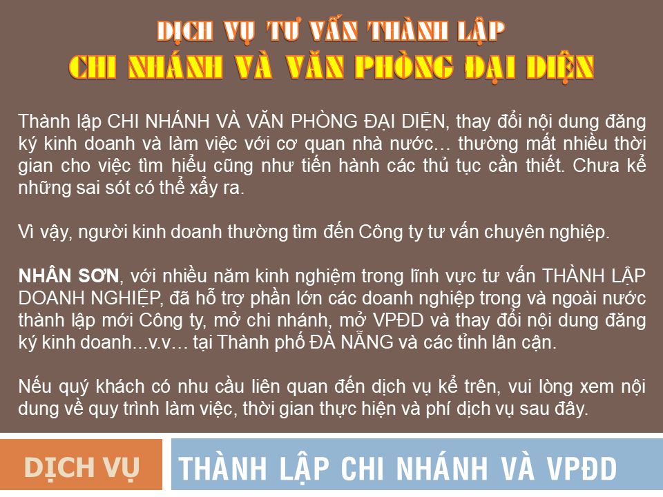 Dịch vụ thành lập vpđd tại Đà Nẵng