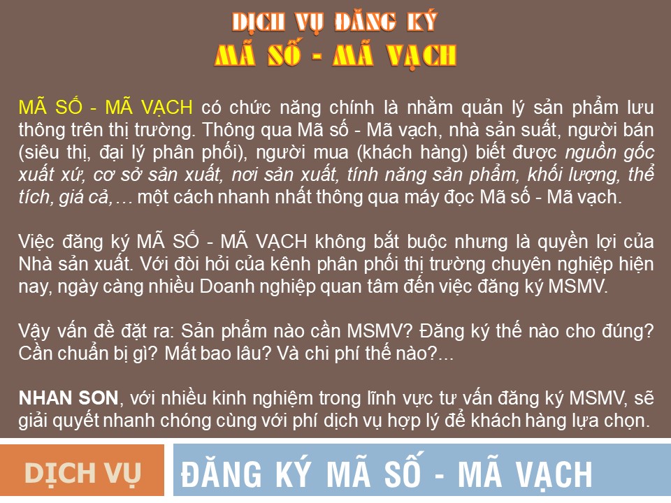 ĐĂNG KÝ MÃ SỐ MÃ VẠCH TẠI ĐÀ NẴNG